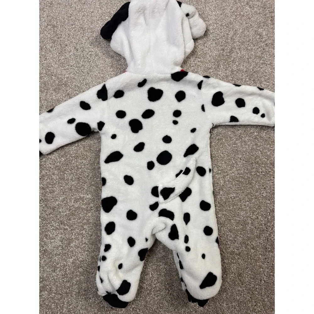 Disney Baby 101 Dalmatians Hooded Fleece Bodysuit White Black 6-9 Months